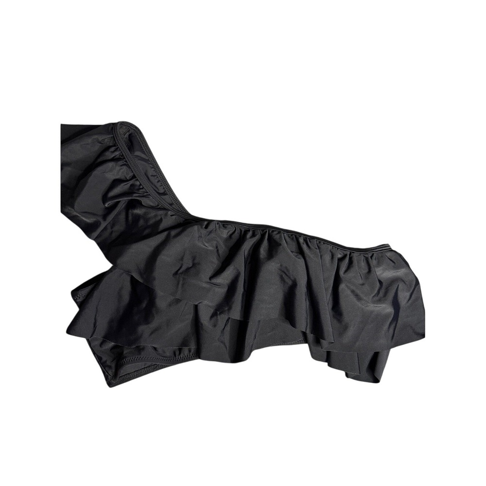 VIMPUNEC Womens Black One Shoulder Ruffle Bikini Top Size Medium NWT
